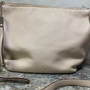 Kate Spade Pink Dust Pebbled Leather Hobo Tassel Zip Top Crossbody Bag Purse